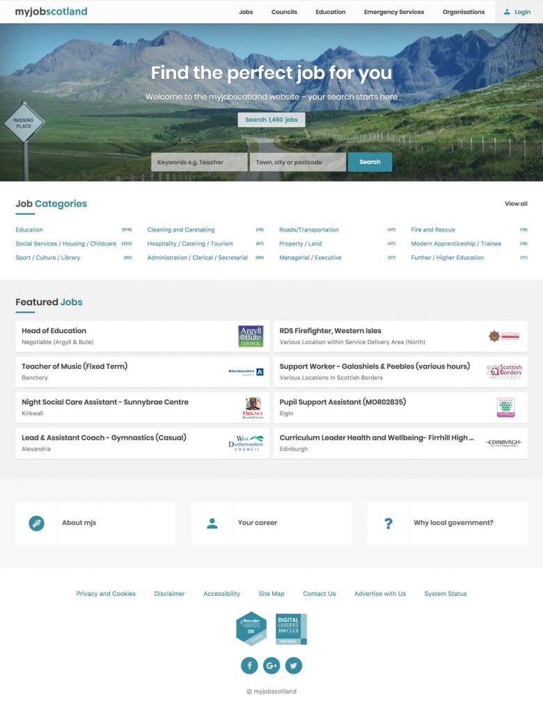 Jobs portal for all 32 councils in Scotland MyJobScotland Spider Online